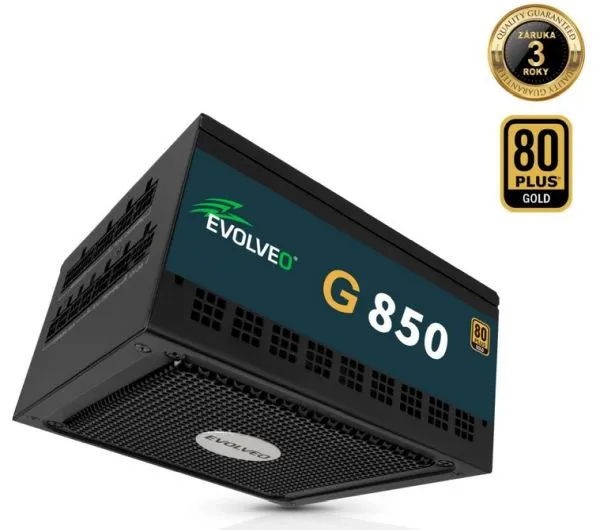 EVOLVEO G850 zdroj 850W, 80+ GOLD, ATX 3.1, PCIe 5.1, aPFC, 140mm ventilátor, mo (G850-BK)