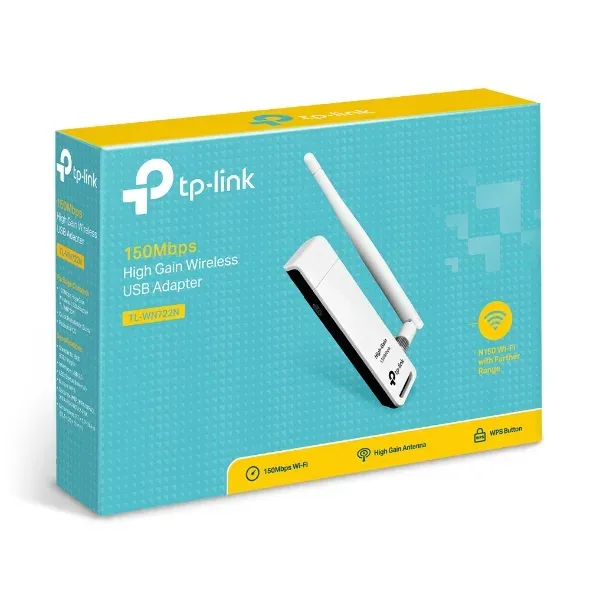 TP-LINK TL-WN722N Wifi USB adapter, 150 Mbps, RSMA externí anténa 4dB - náhrada 422g