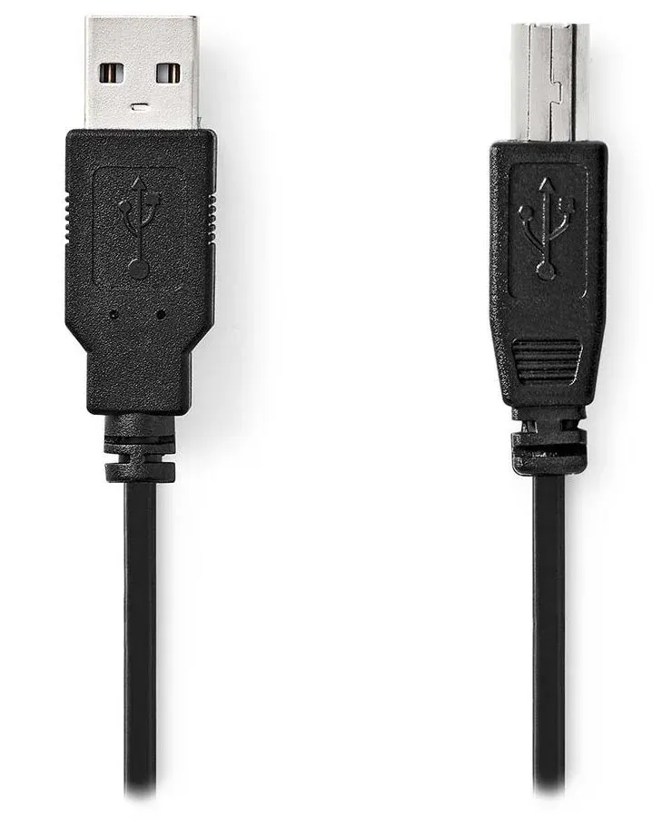 NEDIS kabel USB 2.0/ zástrčka USB-A - zástrčka USB-B/ ponikolovaný/ k tiskárně apod./ 10 W/ 480 Mbps/ černý/ bulk/ 1m