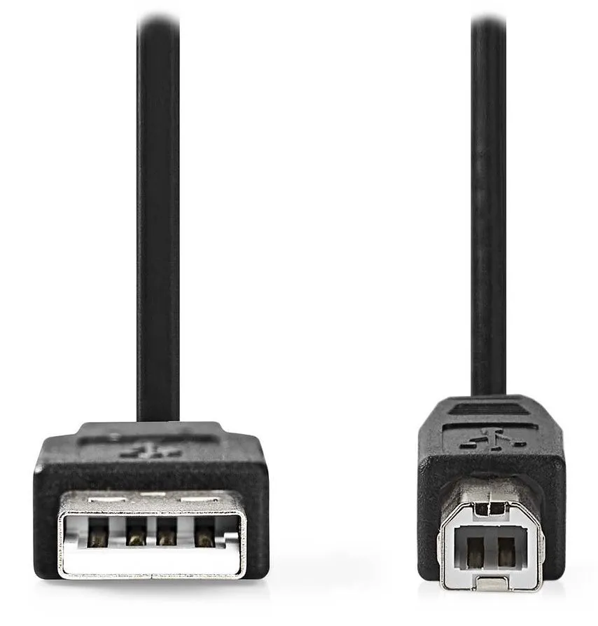 NEDIS kabel USB 2.0/ zástrčka USB-A - zástrčka USB-B/ ponikolovaný/ k tiskárně apod./ 10 W/ 480 Mbps/ černý/ bulk/ 1m