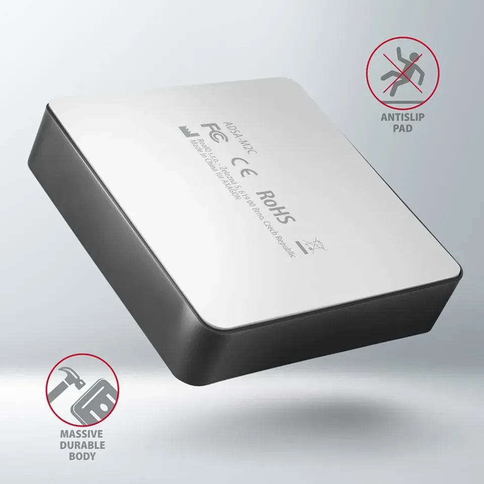 AXAGON ADSA M2C, USB-C 10Gbps dokovací stanice pro 2× M.2 NVMe SSD s funkcí klon