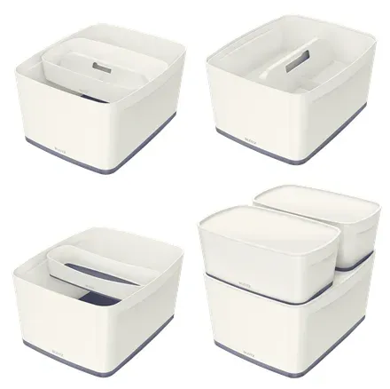 LEITZ Úložný box s víkem MyBox, velikost L, bílá/šedá
