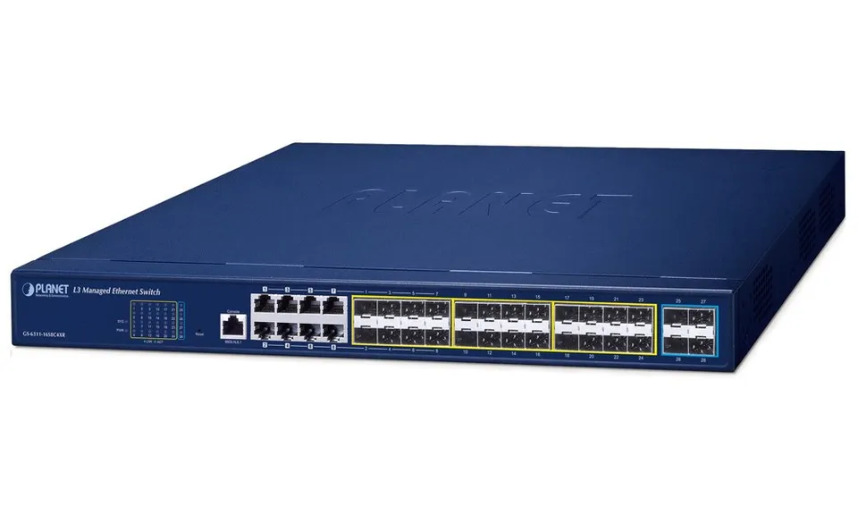 Planet GS-6311-16S8C4XR L3 switch, 8x1Gb combo, 16x1Gb SFP, 4x10Gb SFP+, 2x power-in