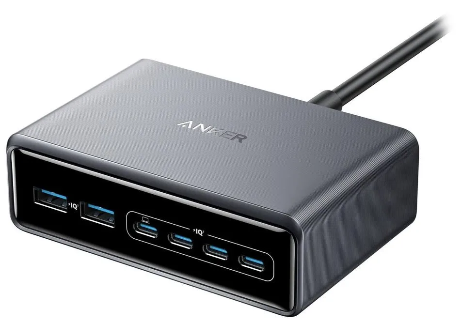 Anker Prime Nabíjecí Základna/ 200W/ 4x USB-C/ 2x USB/ GaN/ stříbrná