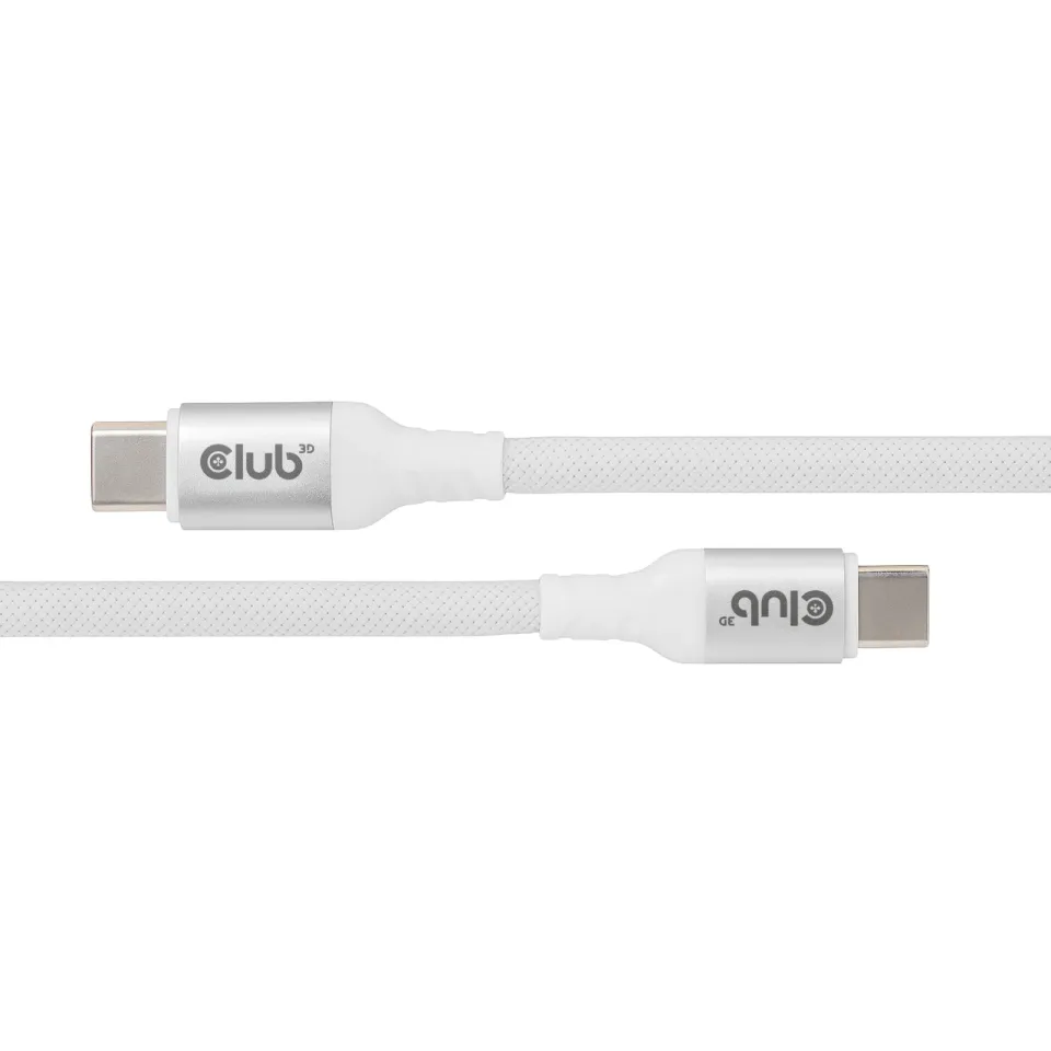 Club3D Kabel magnetický USB-C, 240W PD3.1, 480 Mbps, 2m, bílá