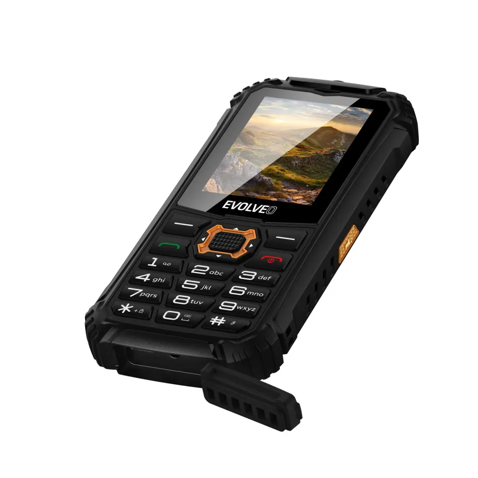 EVOLVEO StrongPhone Q1, vodotěsný odolný Dual SIM telefon, černo-oranžový