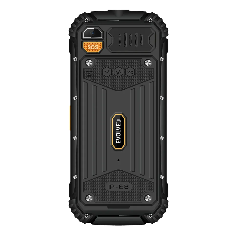 EVOLVEO StrongPhone Q1, vodotěsný odolný Dual SIM telefon, černo-oranžový