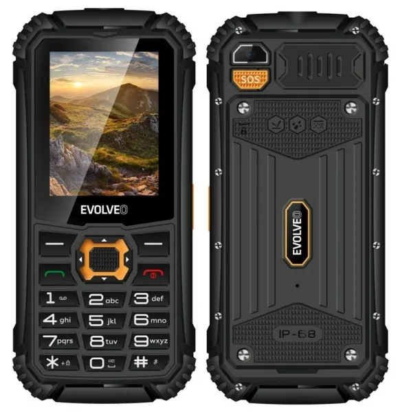 EVOLVEO StrongPhone Q1, vodotěsný odolný Dual SIM telefon, černo-oranžový