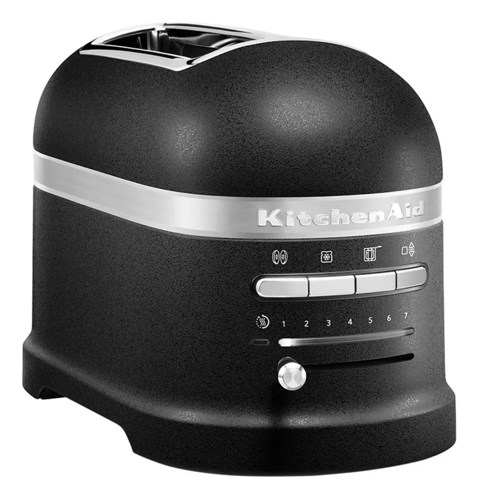 KitchenAid Artisan 5KMT2204EBK toustovač černá litina, 2 topinky, auto senzor, 7 stupňů, bagel, rozmrazování