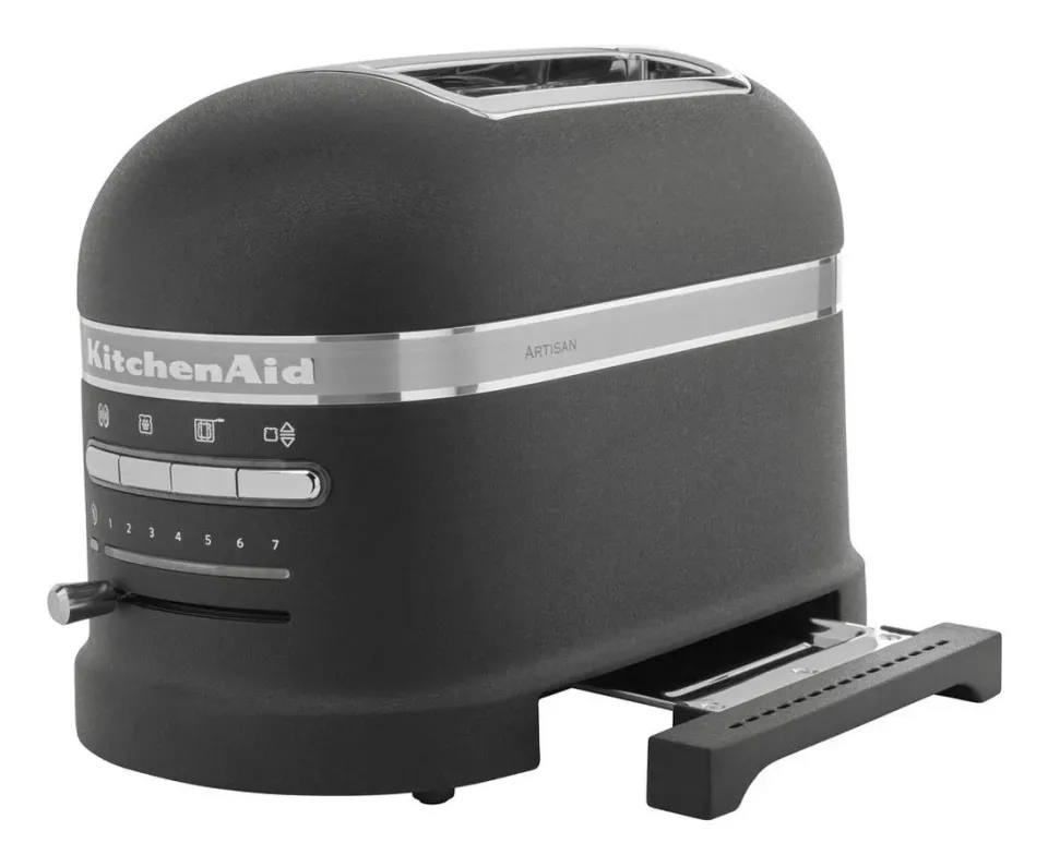 KitchenAid Artisan 5KMT2204EBK toustovač černá litina, 2 topinky, auto senzor, 7 stupňů, bagel, rozmrazování