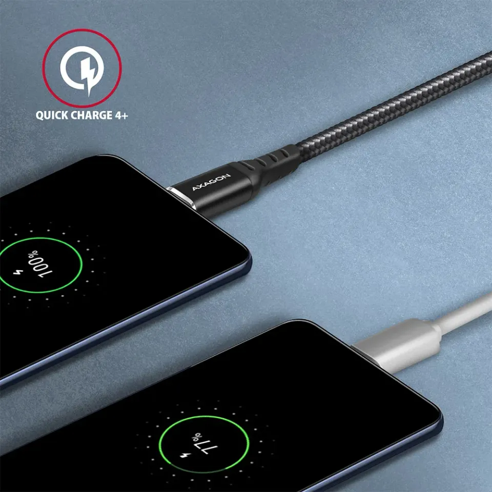 AXAGON BUCM-CM10AB, HQ kabel USB-C <-> USB-C, 1m, USB 2.0, PD 60W 3A, ALU, oplet