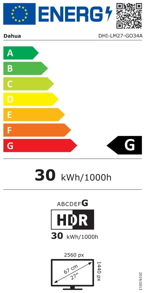 DAHUA 27" LED LM27-GO34A/ herní/ QD-OLED panel/ 2560x1440 (QHD)/ 0,03ms/ 400 cd/m2/ DP/ 2xHDMI/ PIVOT/ VESA 75x75