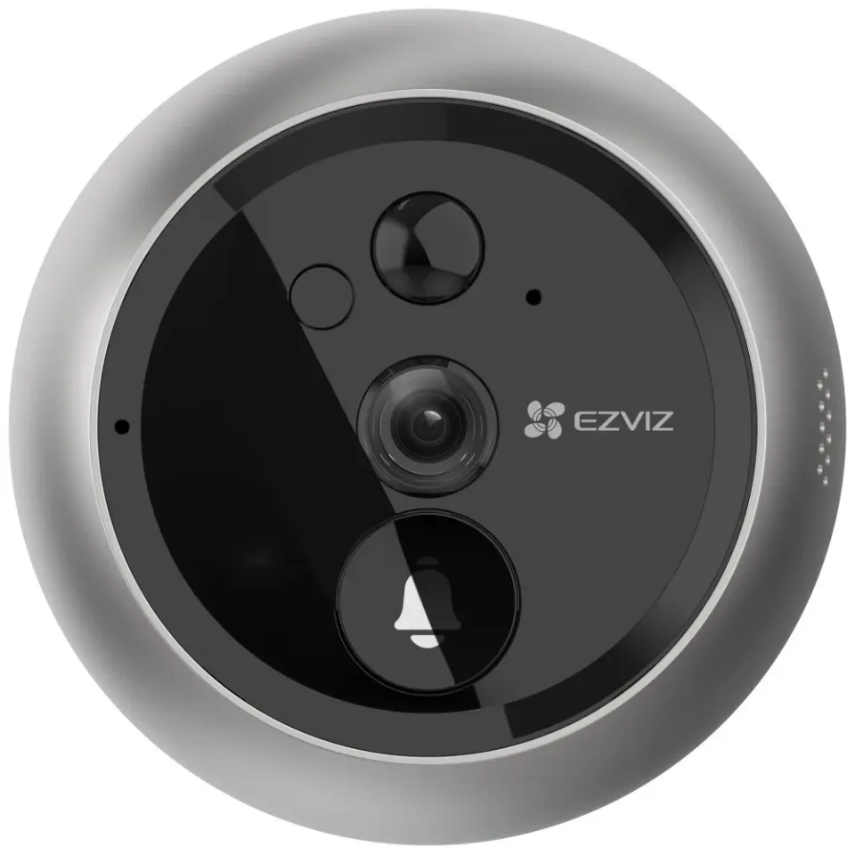 EZVIZ chytrý dveřní videotelefon DP2 2K/ Wi-Fi/ kamera 2304 x 1296/ H.265/ kukátko/ zvonek/ IR do 5m/ PIR/ LCD 4,3"