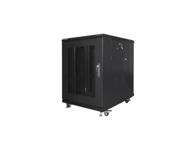 LANBERG Volně stojící skříň 19" 15U/600x800, síťované dveře, černá (RAL9004) (