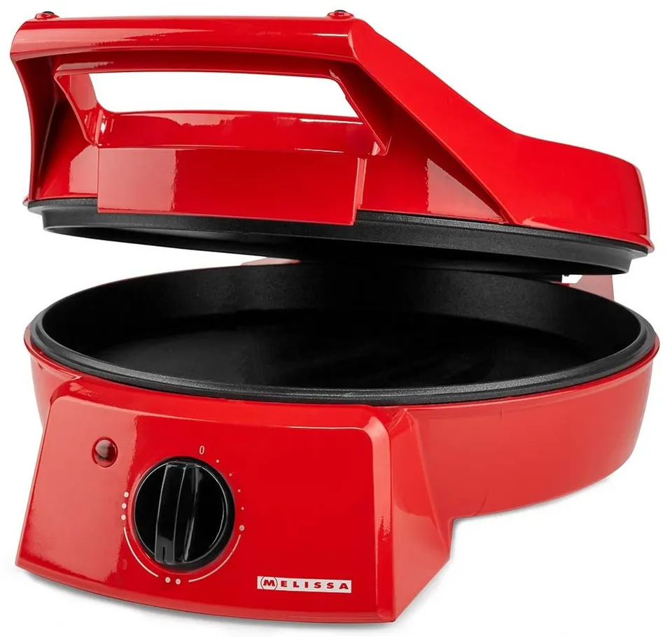 NEDIS Melissa pec na pizzu a gril/ 3 nastavení teploty/ velikost grilovací desky 30cm/ spotřeba 1800 W/ červená (hliník)
