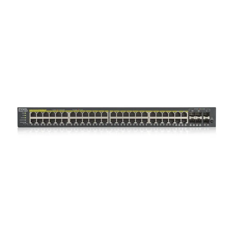Zyxel GS1920-48HPV2 52-port Gigabit WebManaged PoE Switch, 48x gigabit RJ45, 4x gigabit RJ45/SFP, 2x SFP, 375W pro PoE