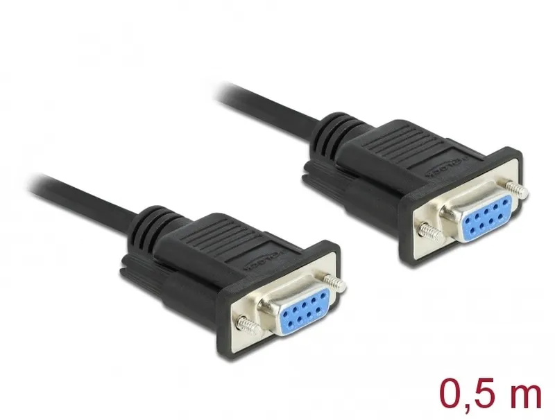 Delock Serial Cable RS-232 D-Sub 9 female to female null modem with narrow plug (87308)