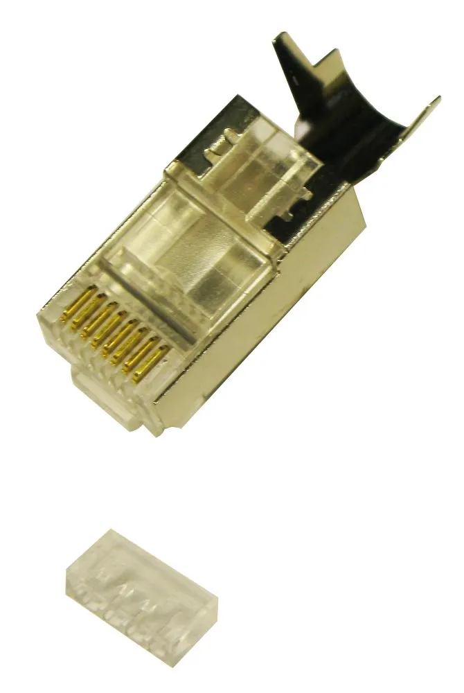 XtendLan Konektor STP RJ45 CAT 7/6A/6, drát, 50u stíněný, skládaný s lisovacím klipem