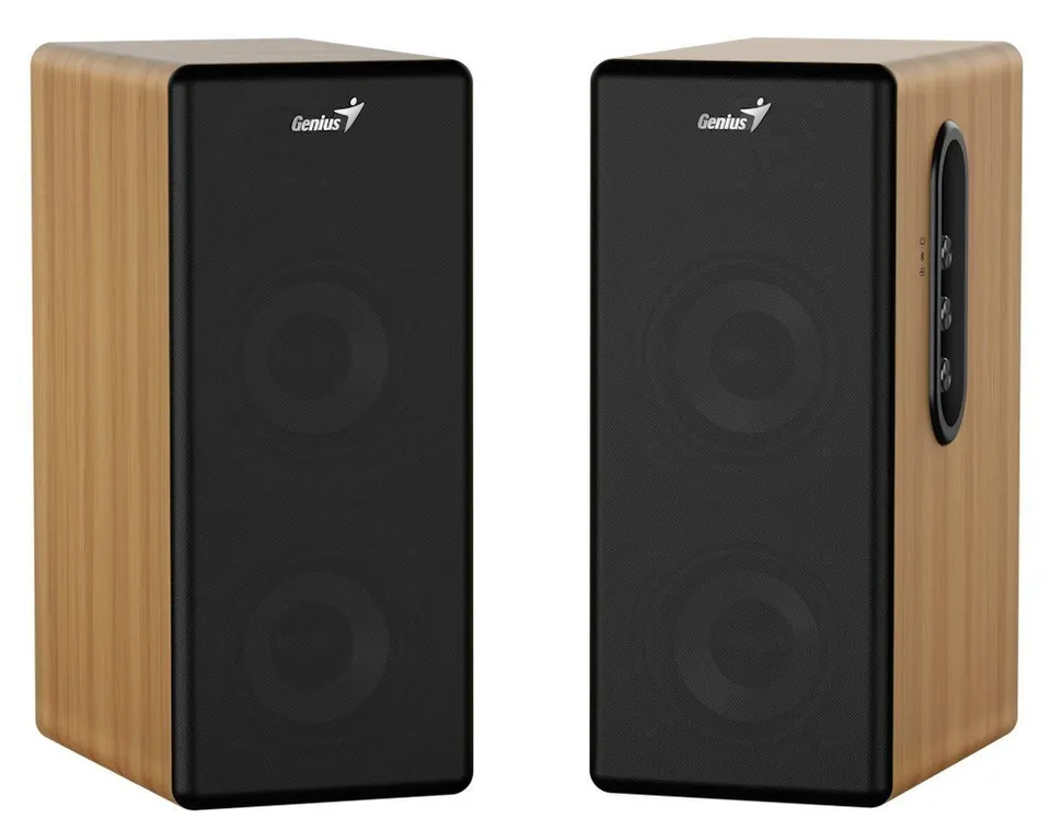 Genius SP-HF1220BT Reproduktory, 2.0, 45W, 3,5mm jack, Bluetooth, dřevěné, regul