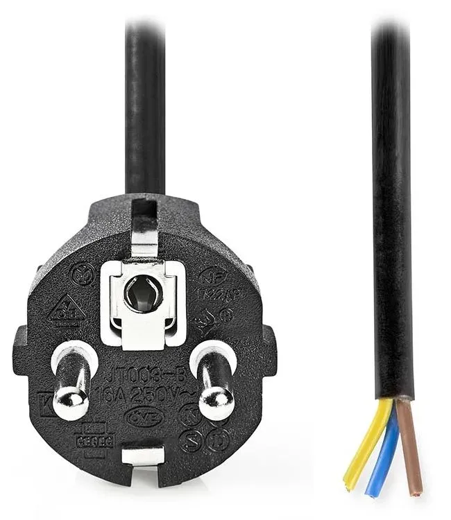 NEDIS napájecí kabel/ zástrčka Typ F/ přímý - přímý/ poniklovaný/ černý/ bulk/ 3m