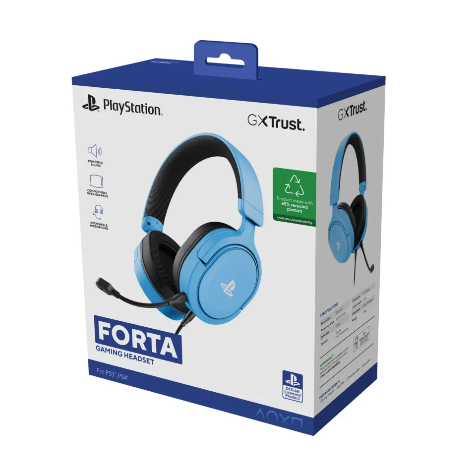 TRUST sluchátka GXT 498B FORTA PS5 Gaming Headset, Sony Licensed, modrá