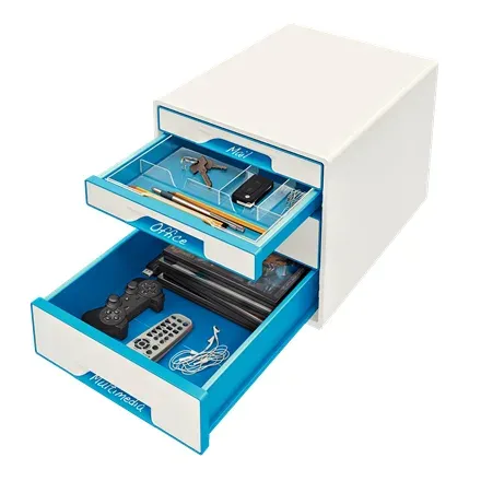 LEITZ Zásuvkový box WOW CUBE, 4 zásuvky, světle modrá