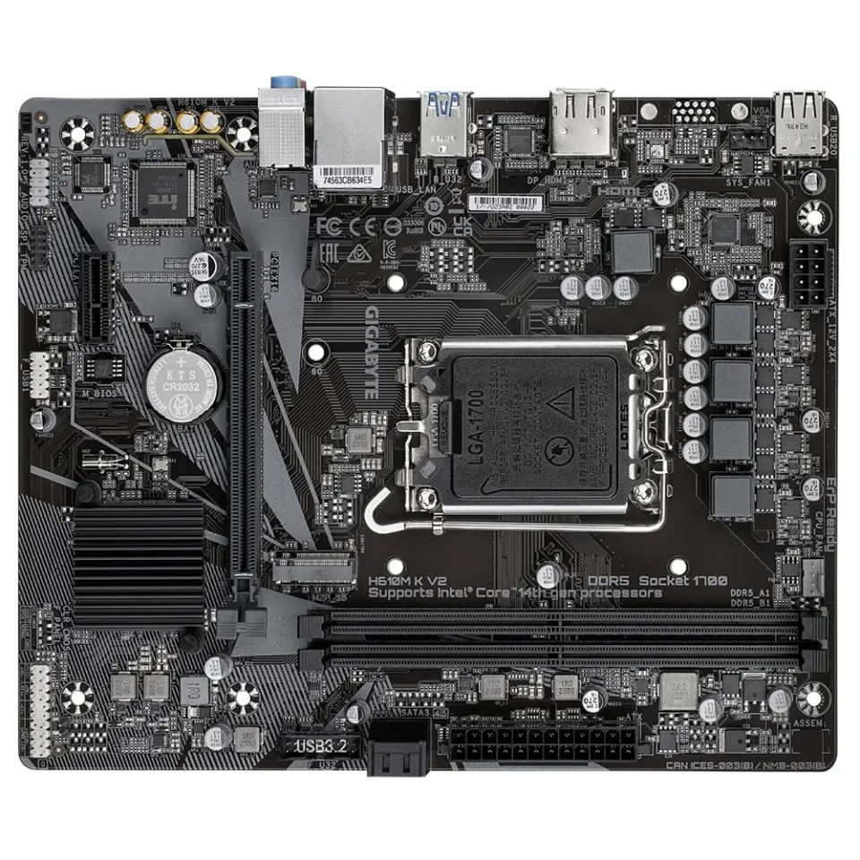 GIGABYTE MB Sc LGA1700 H610M K V2, Intel H610, 2xDDR5, DP, HDMI, mATX