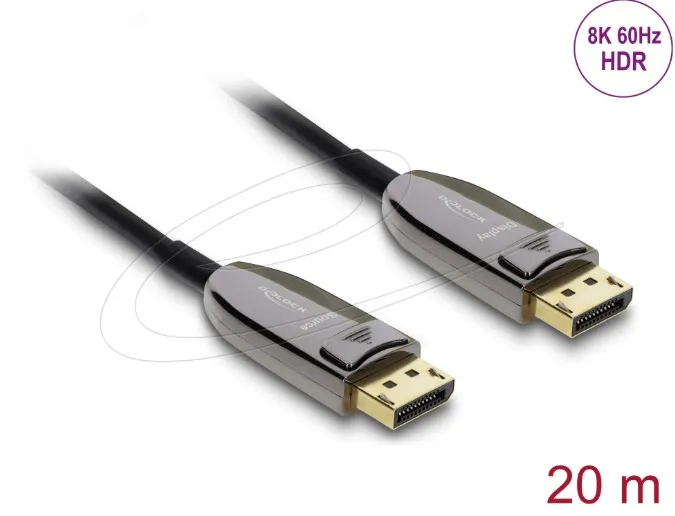 Delock Aktivní optický kabel DisplayPort 2.1 8K 60 Hz 40 Gbps 20 m