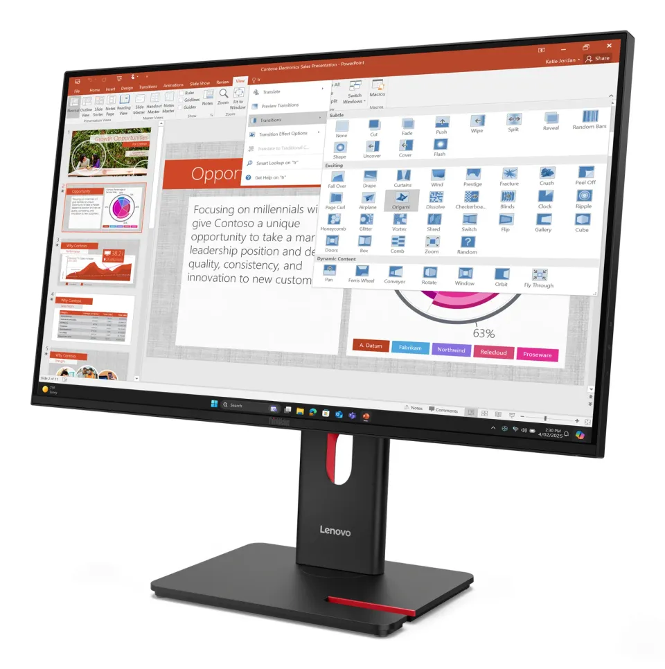 Lenovo LCD T27-40 27" IPS WLED/1920x1080/6ms/300nits/MC60 kamera/1xHDMI/DP/VGA/4