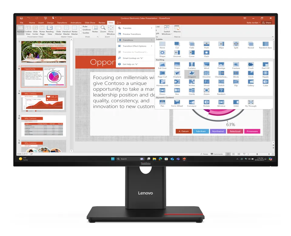 Lenovo LCD T27-40 27" IPS WLED/1920x1080/6ms/300nits/MC60 kamera/1xHDMI/DP/VGA/4