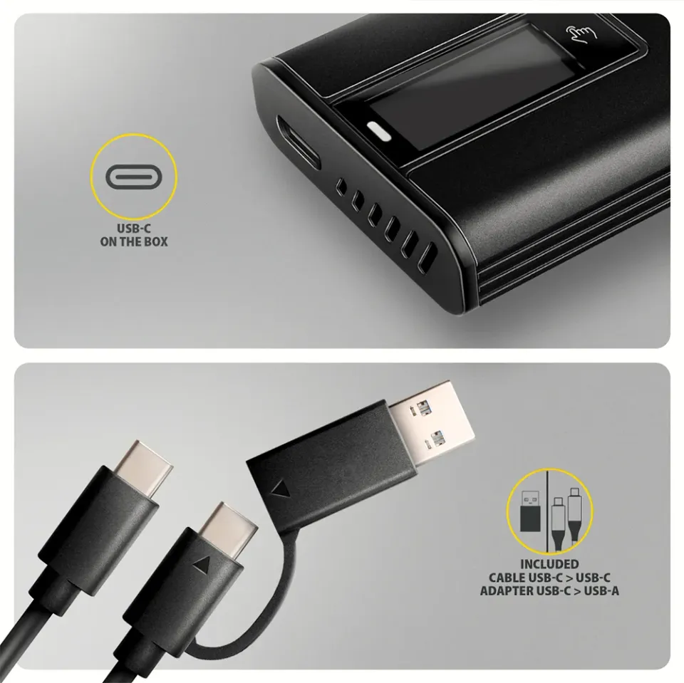 AXAGON EEM2-SD2B, USB-C 10Gbps externí box s displejem pro M.2 NVMe/SATA SSD, be