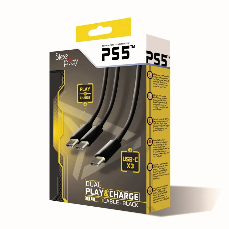 LEXIP STEELPLAY - USB KABEL PRO OVLADAČ PLAYSTATION 5, ČERNÝ, 3M