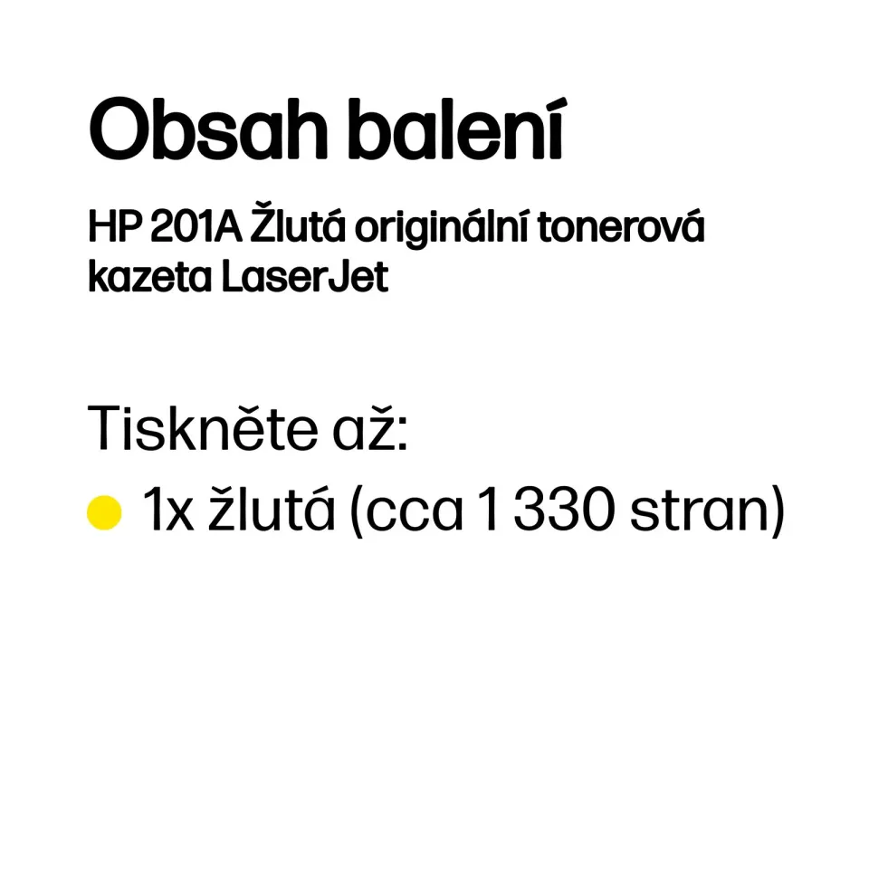 HP CF402A yellow toner č.201A malý cca 1400 str. (HP CLJ M252, M277, M274, žlutá, ColorSphere 3 Jetintelligence )