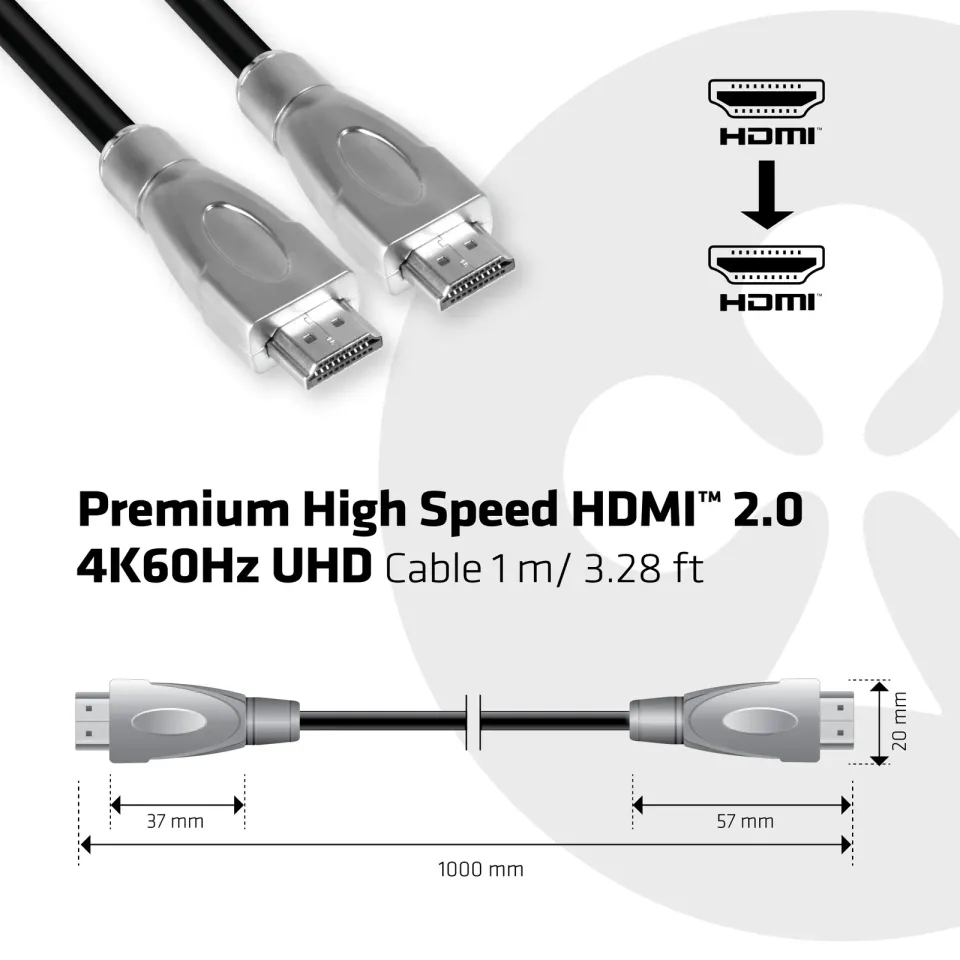 Club3D Kabel Certifikovaný HDMI 2.0 Premium High Speed 4K60Hz UHD, 1m