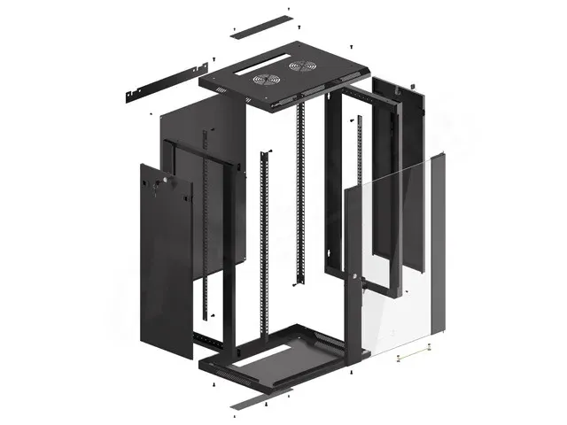 LANBERG 19" RACKOVÁ SKŘÍŇ PRO MONTÁŽ NA STĚNU 18U/600X450 (FLAT PACK) S PROSKLENÝMI DVEŘMI ČERNÁ V2