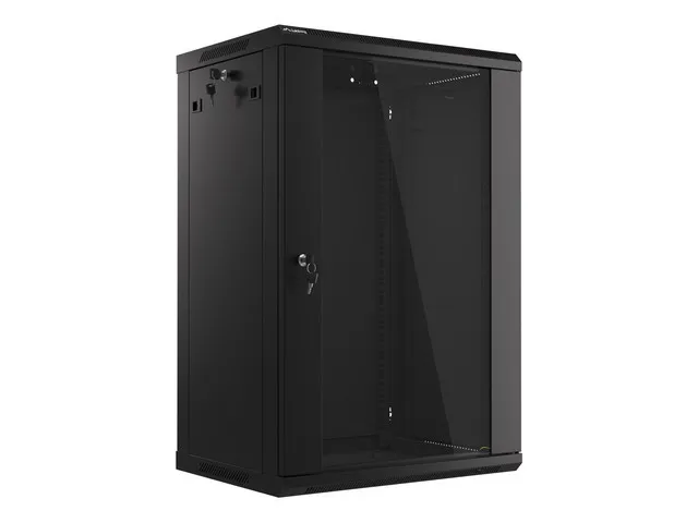 LANBERG 19" RACKOVÁ SKŘÍŇ PRO MONTÁŽ NA STĚNU 18U/600X450 (FLAT PACK) S PROSKLENÝMI DVEŘMI ČERNÁ V2