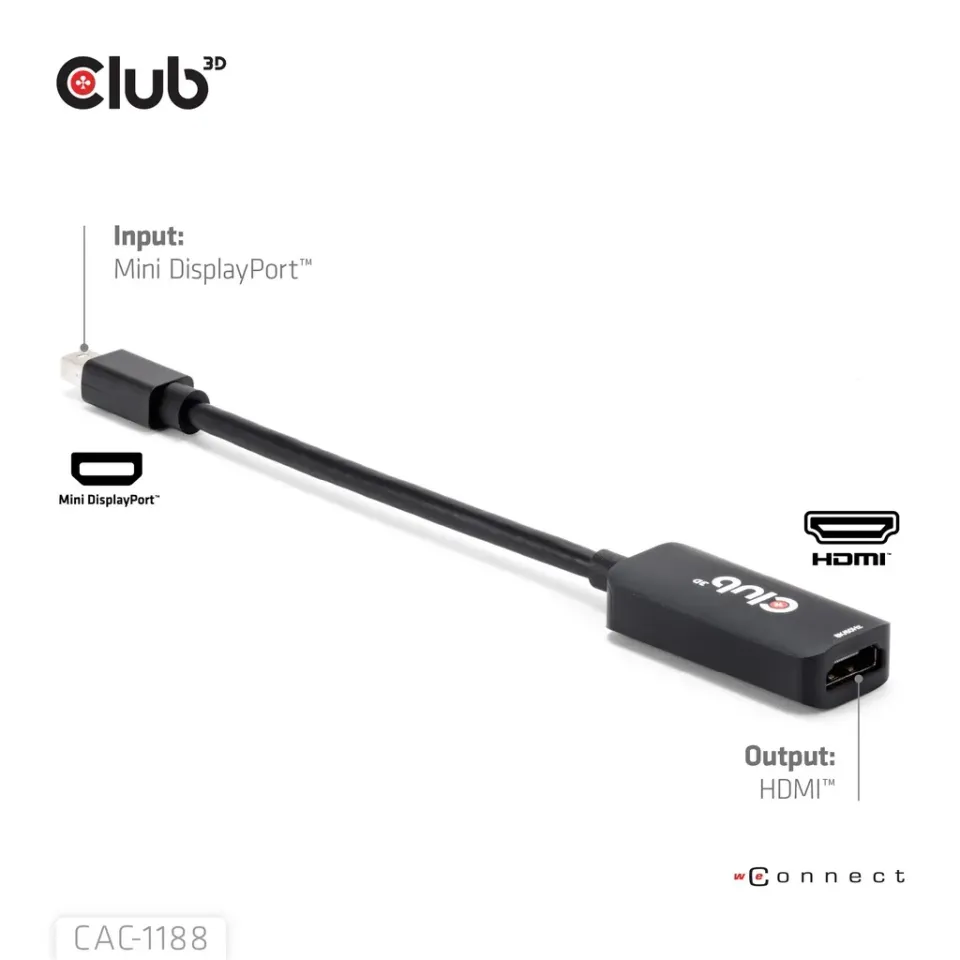 Club3D Adaptér miniDP 1.4 na HDMI, 4K120Hz nebo 8K60Hz HDR10+, M/F, 9cm