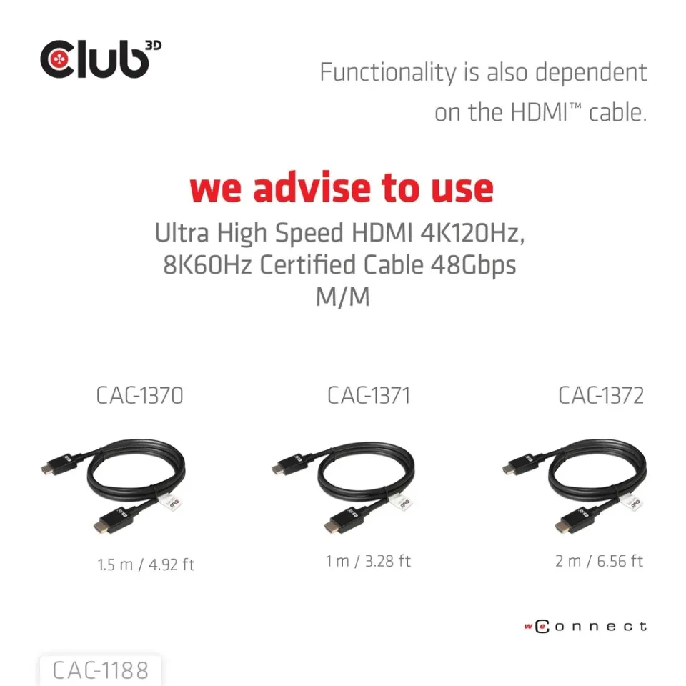 Club3D Adaptér miniDP 1.4 na HDMI, 4K120Hz nebo 8K60Hz HDR10+, M/F, 9cm