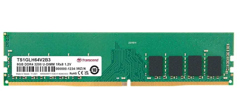 Transcend paměť 8GB DDR4 3200 U-DIMM 1Rx8 (1Gx8)x8 CL22 1.2V