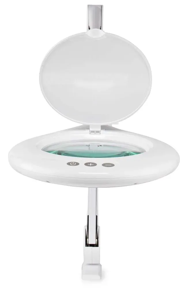 NEDIS zvětšovací stolní LED lampa/ čočka 3 dioptrie/ spotřeba 10 W/ teplota 6500 K/ světelný tok 660 lm/ bílá