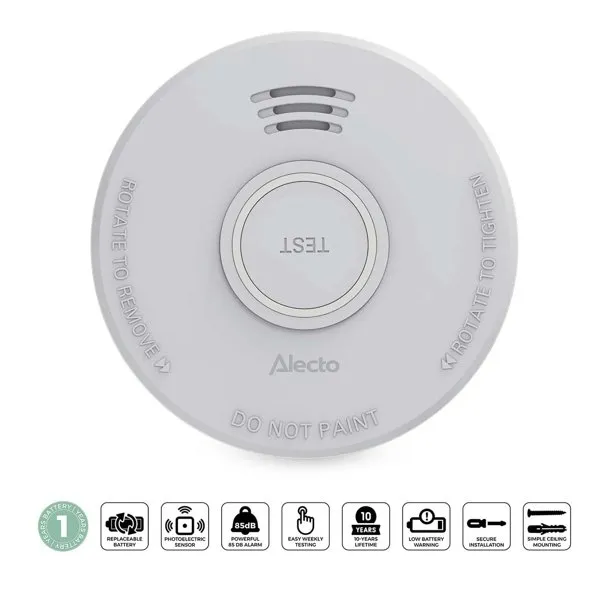 Nedis Alecto SD110 - Detektor Kouře | Samostatný kouřový alarm s baterií na 1 ro
