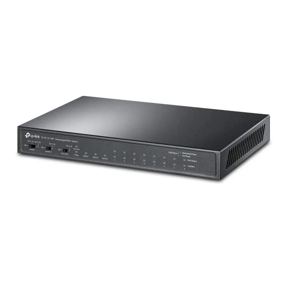 TP-Link TL-SL1311MP Switch 8xLAN 2xGLAN uplink 1xSFP PoE+ 124W