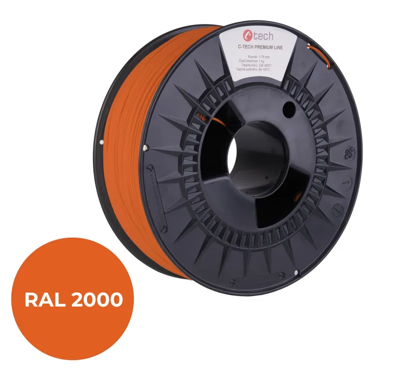 C-TECH tisková struna PREMIUM LINE ( filament ) , ABS, žlutooranžová, RAL2000, 1