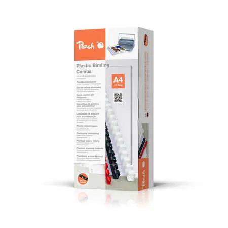 PEACH vazací hřbet plastový, 21 Rg A4 12mm černá, PB412-02, 100ks