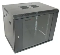 XtendLan 19" nástěnný rozvaděč 9U 600x450, nosnost 60 kg, skleněné dveře, svařovaný, černý