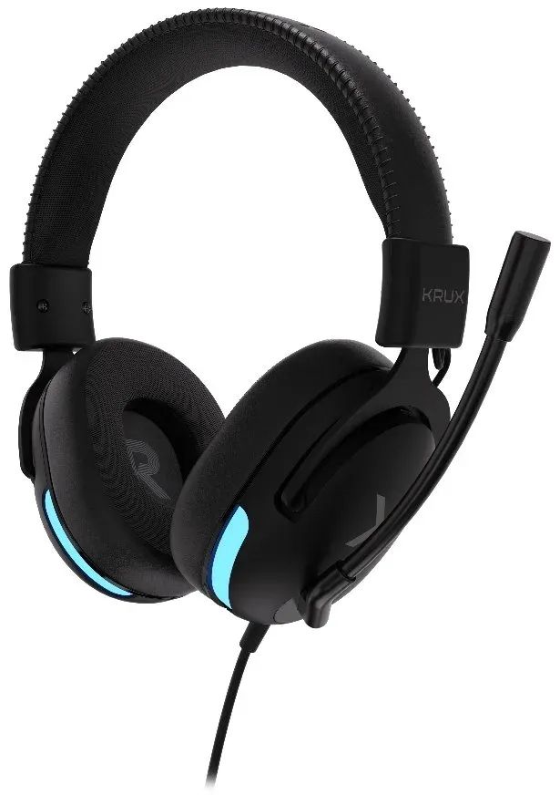 Krux headset Crave RGB / drátový / 3,5mm jack / USB / RGB podsvícení sluchátek / černý