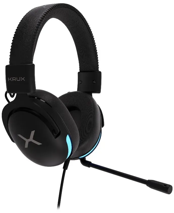 Krux headset Crave RGB / drátový / 3,5mm jack / USB / RGB podsvícení sluchátek / černý