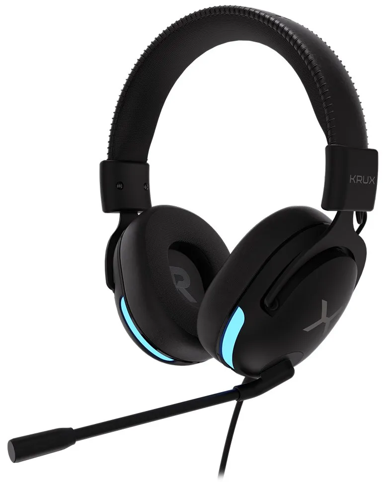 Krux headset Crave RGB / drátový / 3,5mm jack / USB / RGB podsvícení sluchátek / černý