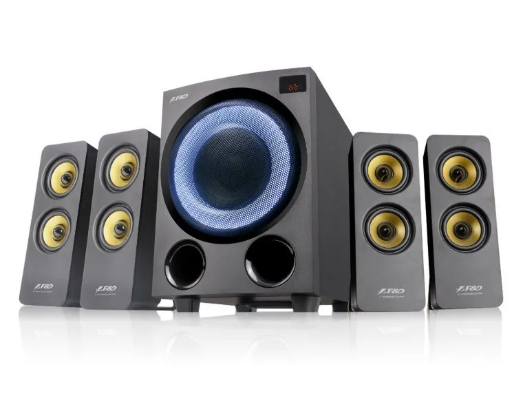 FENDA F&D repro F7700X/ 4.1/ 80W/ černé s RGB/ BT5.0/ FM rádio/ USB přehrávání/ optický vstup/ dálkové ovládá...