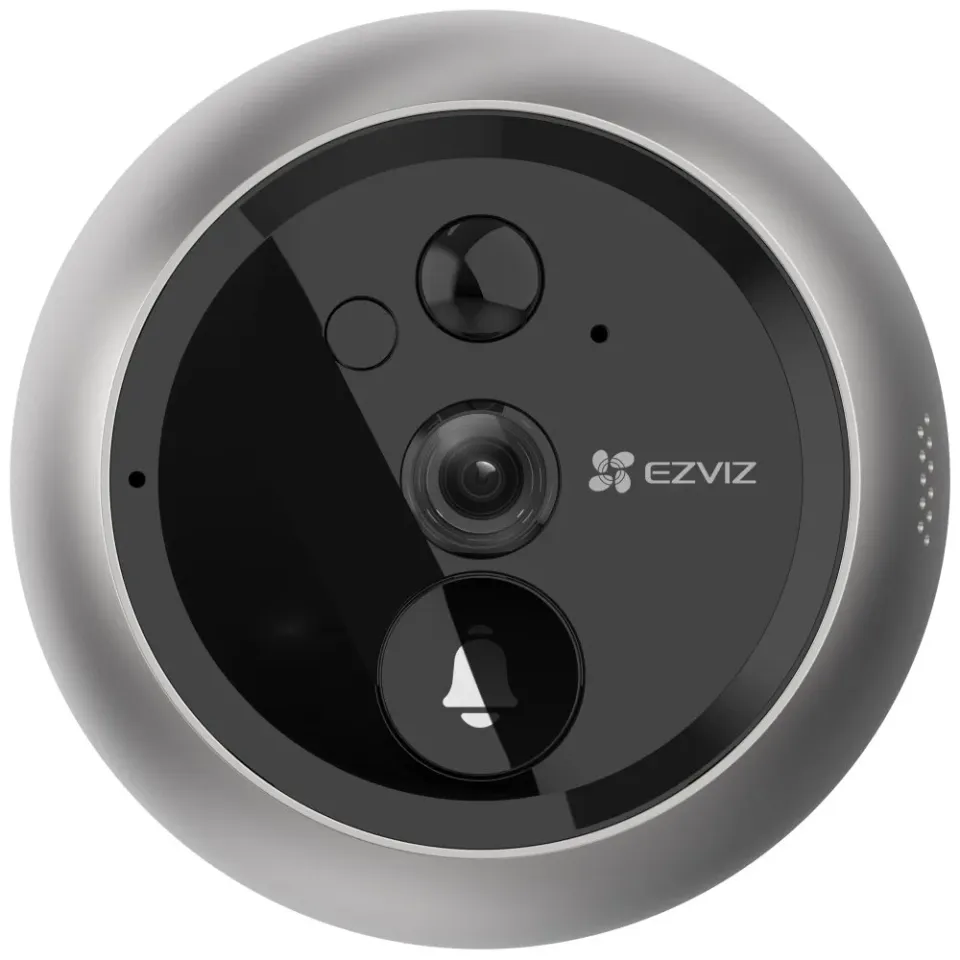 EZVIZ chytrý dveřní videotelefon DP2C/ Wi-Fi/ kamera 1080p/ H.265/ kukátko/ zvonek/ IR do 5 m/ PIR/ LCD 4,3"/ stříbrný